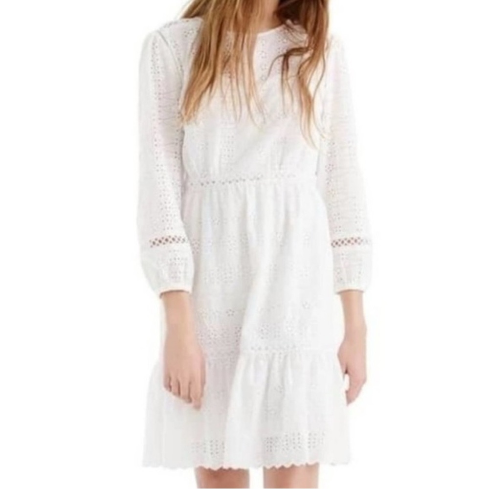 J. Crew White‎ Eyelet Cutout Long Sleeve
Lined Dress Size 4